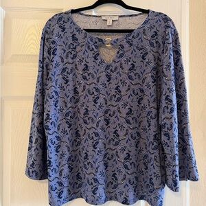 Nine West Blue Paisley Blouse